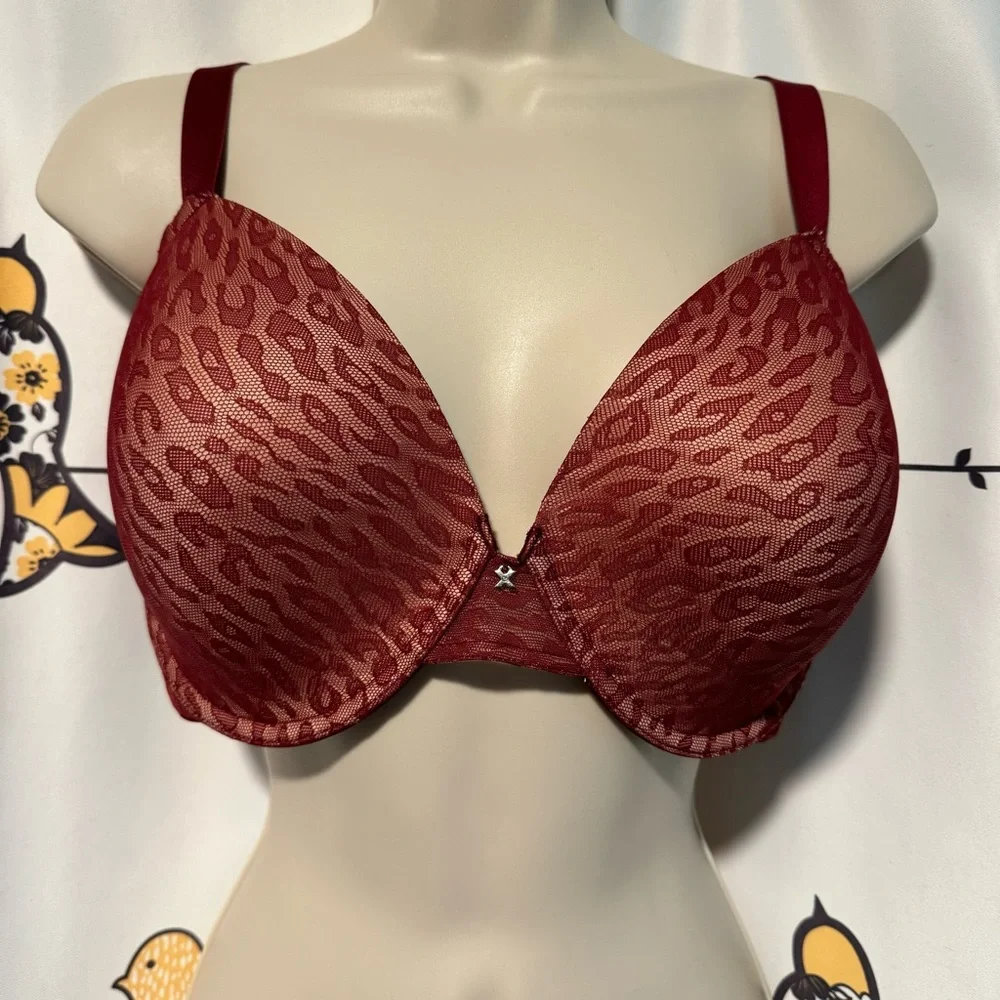 Frederick’s of Hollywood 36F Untamable Bra Bundle of 2 Blue Red Lace Plunge - Picture 9 of 12